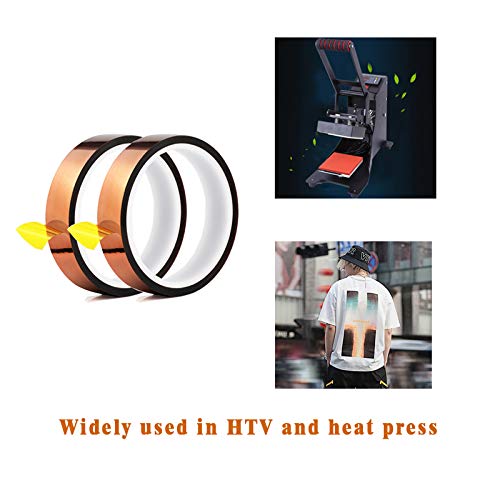 EQUTY BAYMERS 2 Rolls 13mm X 33m 108ft Heat Tape,Adhesive Heat Resistant/Transfer Tape, Heat Vinyl Thermal Sublimation Press Tape,No Residue,Electronics,Soldering,Protecting Circuit Board