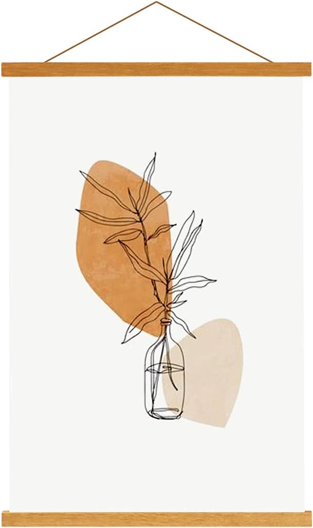 Ywlake Magnetic Poster Hanger, 32x24 32x48 32x23 Poster Frame Wood Wooden Magnet Print Posters Dowel Scroll Hanger Hangers Hanging Kit for Walls Map Canvas Artwork (Teak Wood, 32")