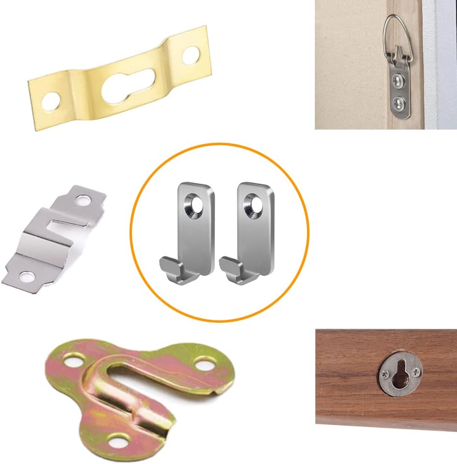 10pcs Heavy Duty T-Head J-Shaped Hangers 304 Stainless Steel Wall Mounted Mini Wall Hooks Hanger for Mirror Picture Frames Hanging Wire/D Rings/Keyhole Hangers