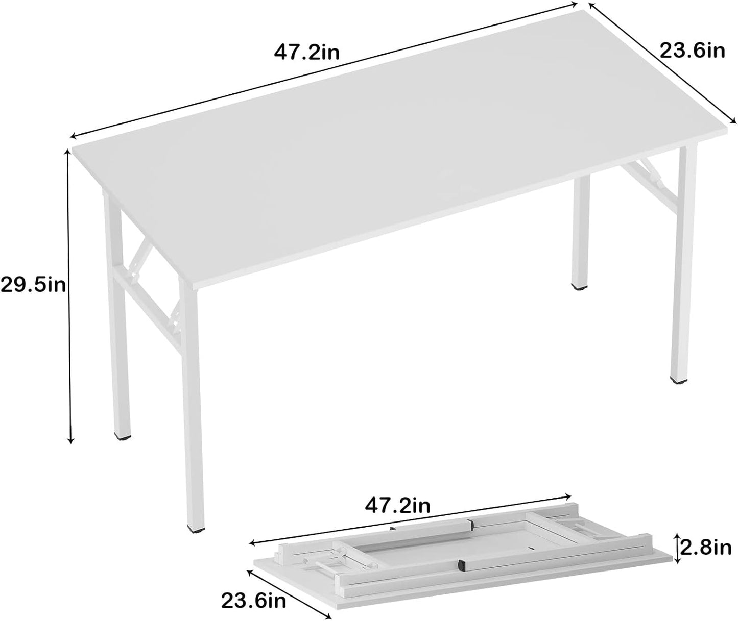 Need 47 inches Computer Desk Office Desk Folding Table with BIFMA Certification Computer Table Workstation, White AC5DW-120