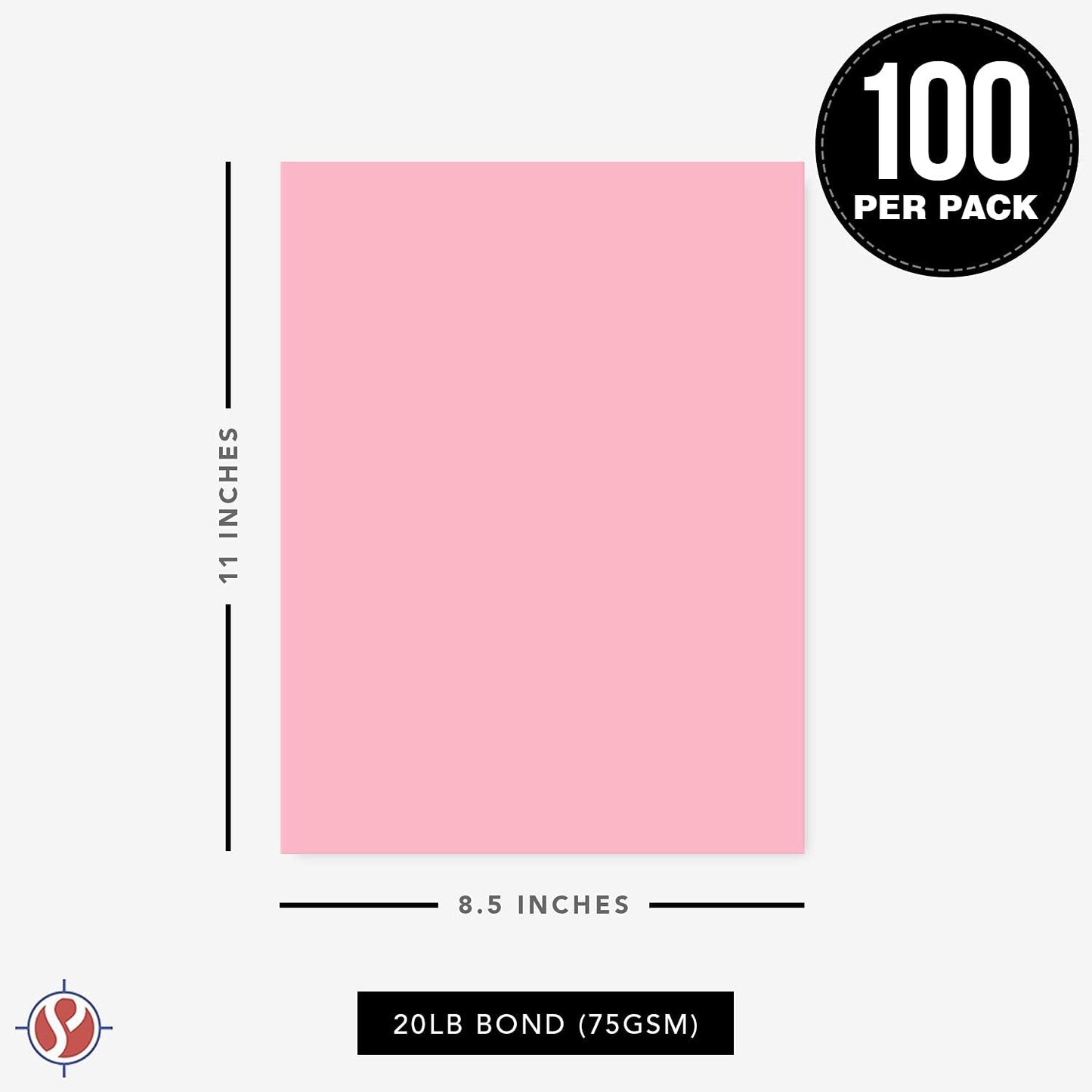 8.5 x 11" Pink Color Paper Smooth, for School, Office & Home Supplies, Holiday Crafting, Arts & Crafts | Acid & Lignin Free | Regular 20lb Paper - 100 Sheets