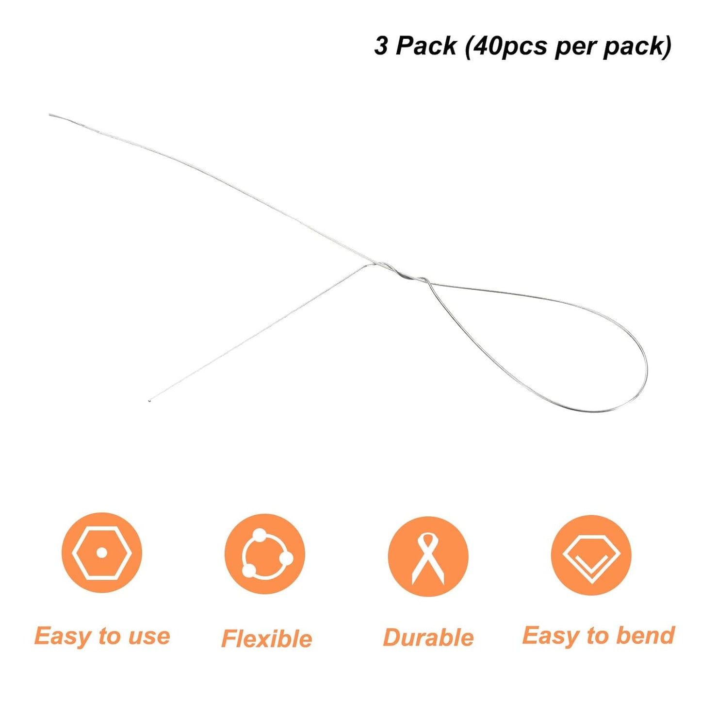 PATIKIL 32 Inch 24 Gauge Floral Stem Wire, 3 Pack/120 Pieces Bouquet Stem Paper Wrapped for DIY Crafts Flower Arrangements, Silver Tone