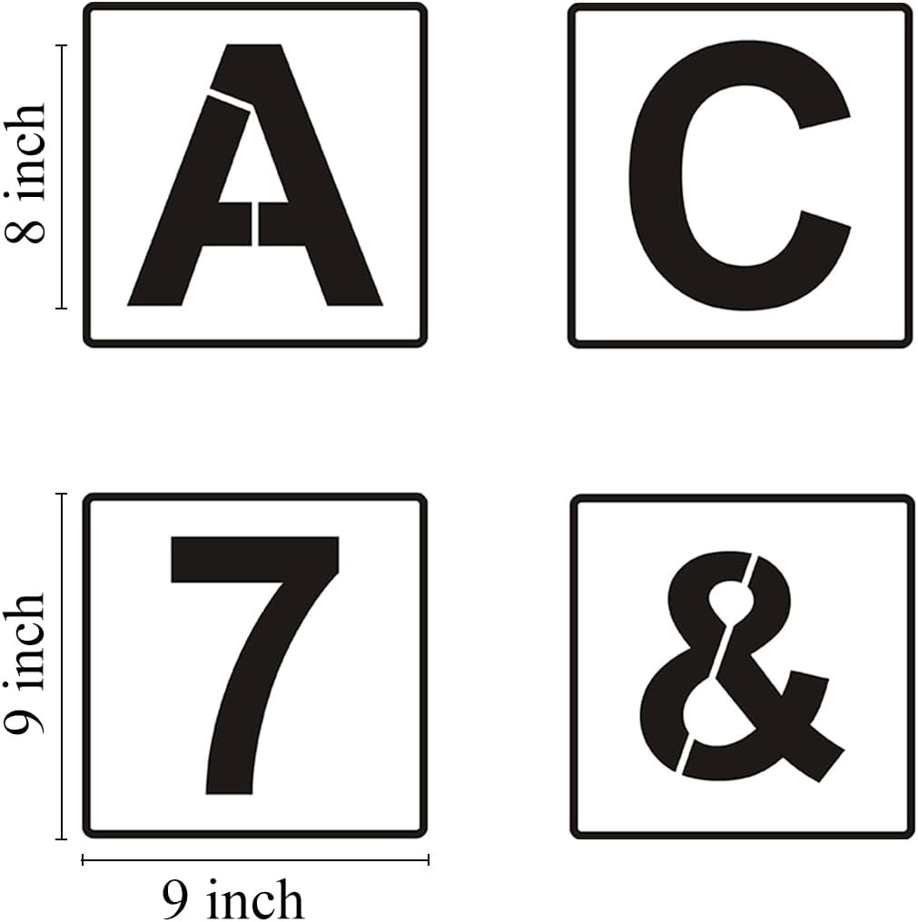 Alphabet Letter and Number Stencils 9 Inch - 40 Pack Large Letters and Numbers Stencil Templates with Signs for Painting on Wood, Reusable Letter Stencils for Chalkboard Signs & Wood Wall Art