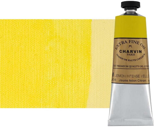Charvin Extra Fine Oil Paint, Intense Lemon Yellow 60 ml - Triple-Milled, Rich Texture, Poppy Oil-Based, Light-Fast, Handmade, Archival Quality