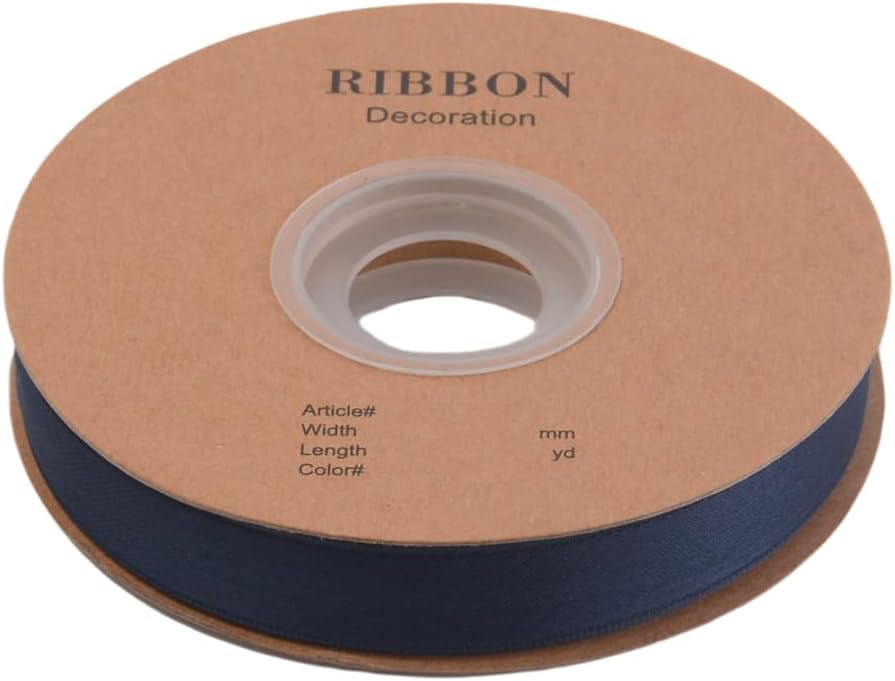 Double Side Satin Ribbon, Continuous 20 Yards,Use for Craft Bows Bouquet, Gift Wrapping, Wedding Decoration, Floral Arrangement (Dark Blue, 5/8 inch)