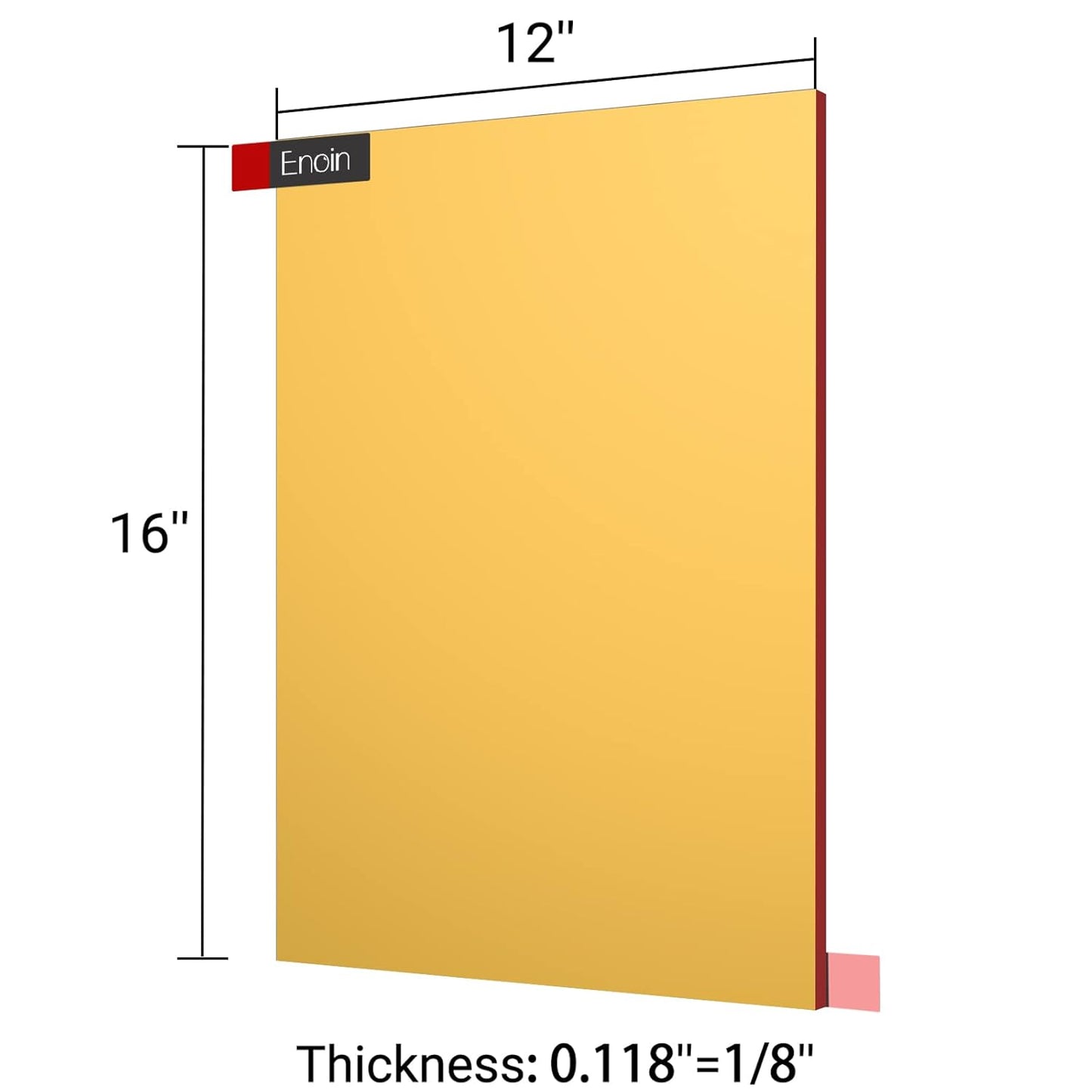 Enoin 2pcs 12 x 16 inch Gold Acrylic Sheet - Cut to Size Plexiglass Sheets 1/8 inch Thick, Small Wall Mirrors for Wall Decor DIY Craft Acrylic Sign