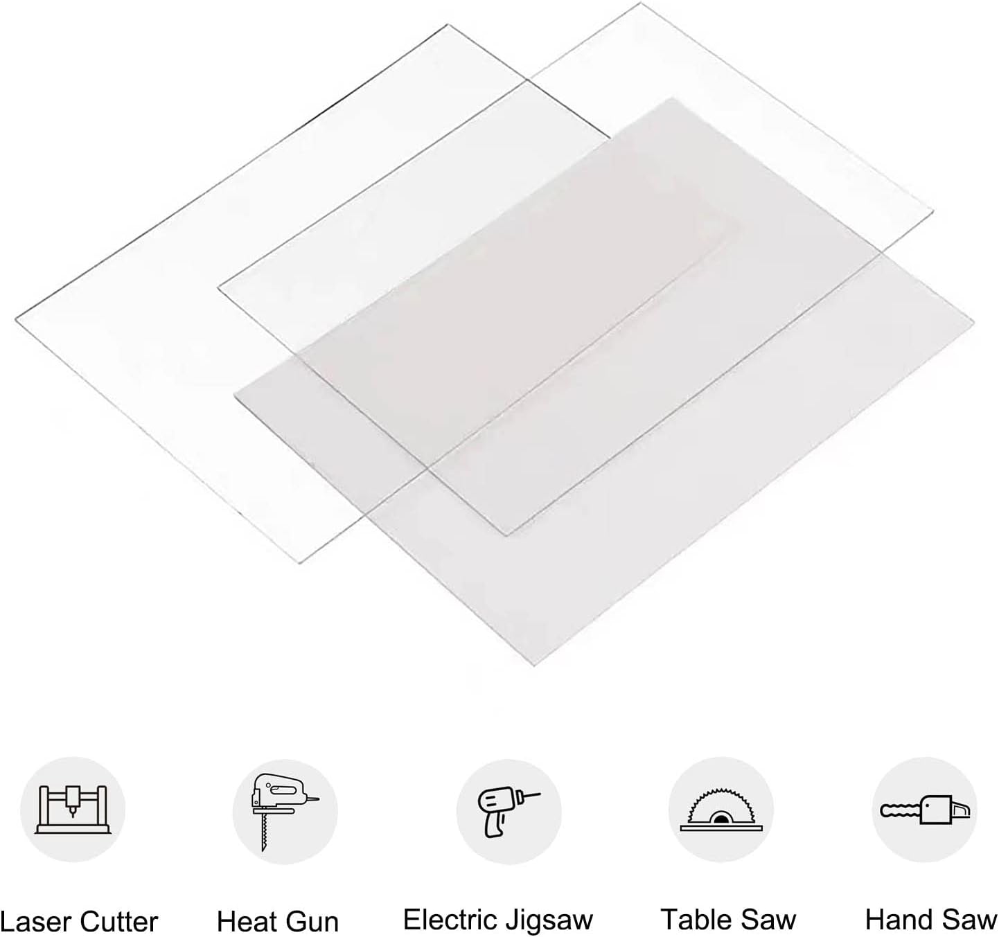 10 Pack 12x12x.02” Clear Plastic Sheet, Plexiglass Craft Plastic Sheets PET Flexible Lightweight Clear Plastic Sheets for DIY Craft Projects, Picture Frames(10, 12” x 12”x 0.02”)