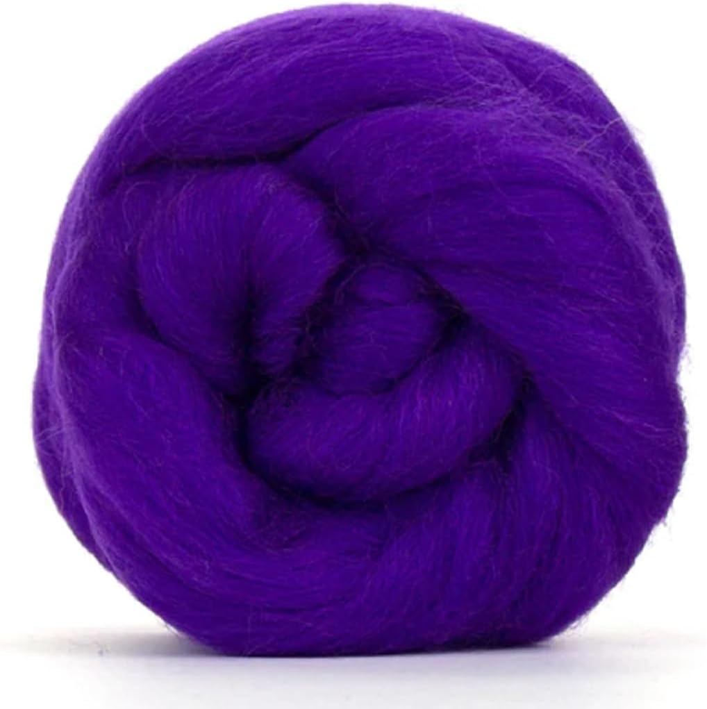 Revolution Fibers Merino Wool Combed Top | 1 lb Premium Wool Roving | 22 Micron, Best Merino Wool for Spinning, Tapestry, Needle Felting, Big Yarn Roving and Wall Hangings (Violet)