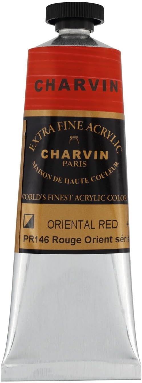 Charvin Extra Fine Professional Acrylic Paint - Oriental Red, 60ml Tube, Triple-Milled, Lightfast Pigments, Open Stock Artist Acrylic Paints in Nature-Inspired Hues