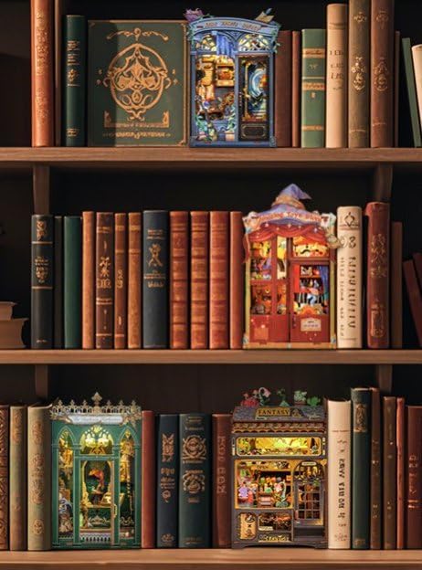 CUTEBEE Book Nook Kit - DIY Miniature House Kit for Beginners, Adults and Teens, Booknook Dollhouse Tiny House Bookshelf Decor 3D Wooden Puzzle Gifts for Family and Friends (Fantasy Plant Shop)