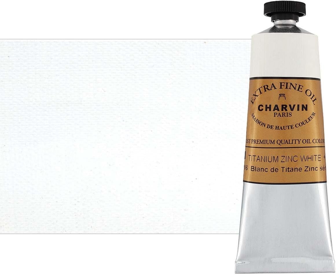 Charvin Extra Fine Oil Paint, Titanium Zinc White 60 mL - Triple-Milled, Rich Texture, Poppy Oil-Based, Light-Fast, Handmade, Archival Quality