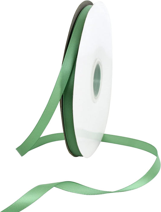 TONIFUL 3/8 Inch x 100yds Sage Green Satin Ribbon Thin Solid Fabric Ribbons Roll for Gift Wrapping Invitation Floral Hair Balloons Craft Sewing Party Wedding Popsicles Decoration Valentine's Day