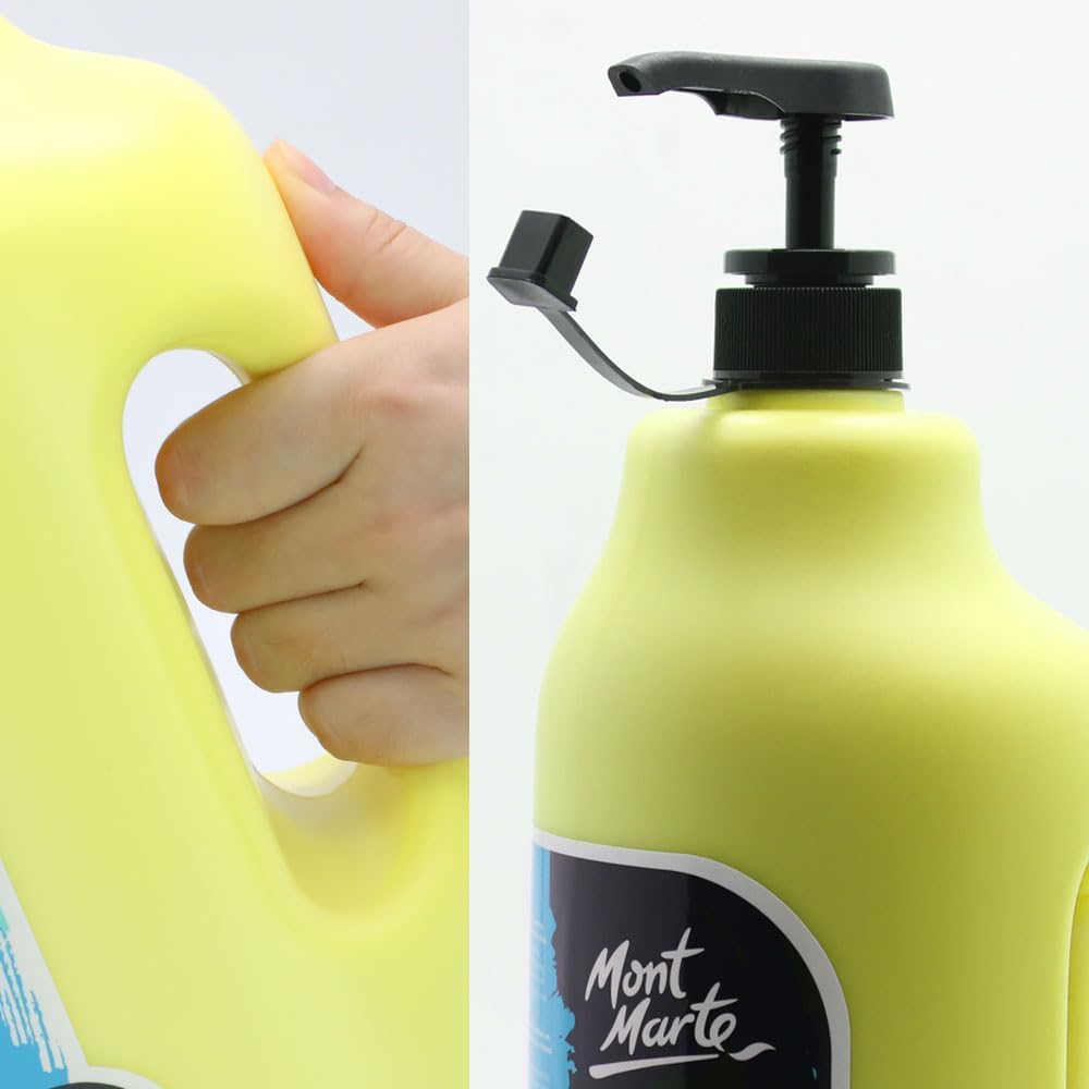 Mont Marte Discovery School Acrylic, Lemon Yellow, 1/2 Gallon (2 Liter). Ideal for Students and Artists. Excellent Coverage and Fast Drying. Pump Lid Included.
