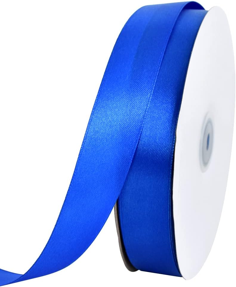 TONIFUL 1 Inch x 100yds Royal Blue Satin Ribbon, Thin Solid Color Satin Ribbon for Gift Wrapping, Crafts, Hair Bows Making, Wedding Party Decoration,Invitation Cards, Floral Bouquets, Christmas