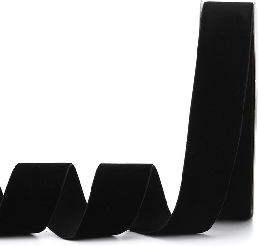 Black Velvet Ribbon,1-1/2"W x 20Yd Single Face,Great for Gift Wrapping,Hair Bows,Handmade Craft and Christmas,Wedding Decoration (1-1/2" Black)