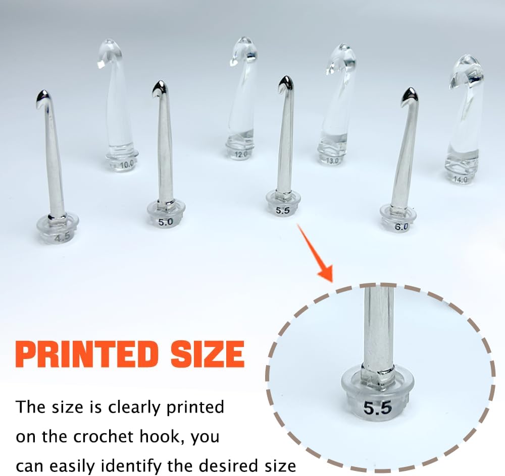 Yarniss Counting Crochet Hooks Set, 18 Size Light Up Crochet Hooks for Stitch & Row Counter 2.0mm-14.0mm