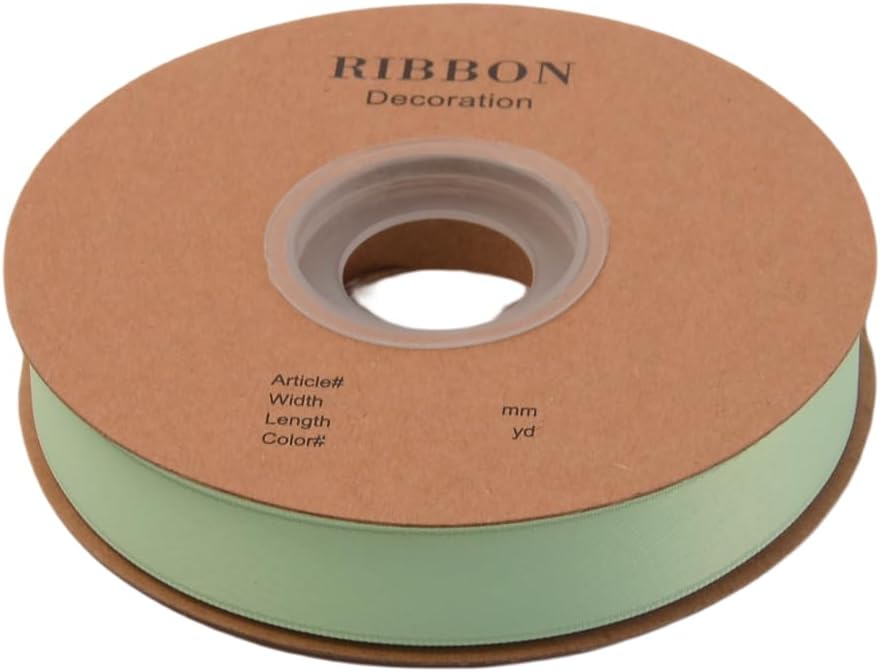 Double Side Satin Ribbon, Continuous 20 Yards,Use for Craft Bows Bouquet, Gift Wrapping, Wedding Decoration, Floral Arrangement (Light Green, 4/5 inch)