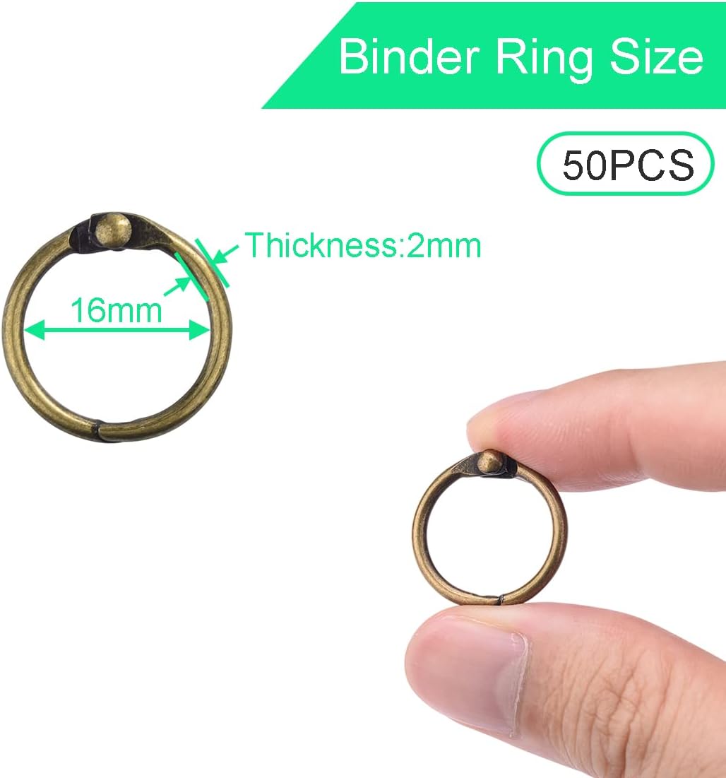 CooBigo 50 Pack Binder Ring, Metal Book Ring Paper Ring Holder 5/8-Inch Loose Leaf Binder Ring Clip for Index Card, Flash Card Ring, Card Calendar, Keychain Key Ring - Bronze
