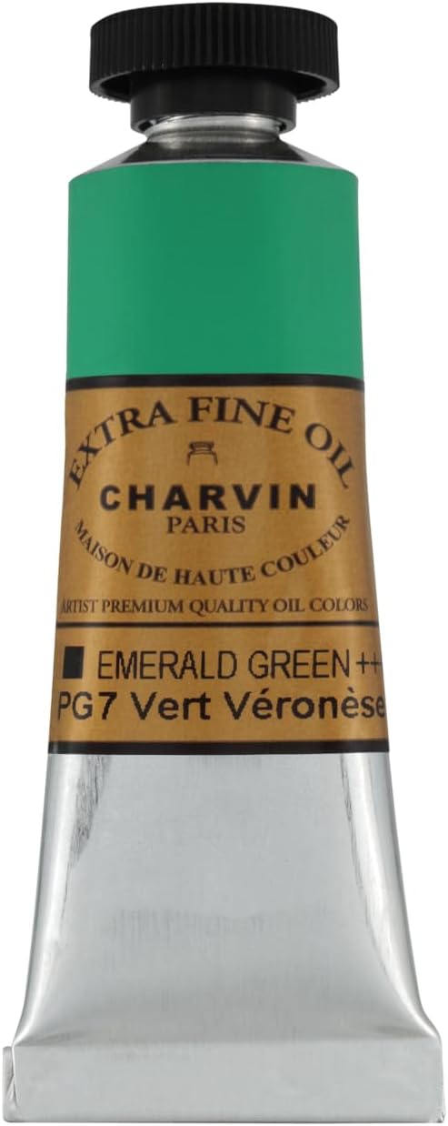 Charvin Extra Fine Oil Paint, Emerald Green 20 ml - Triple-Milled, Rich Texture, Poppy Oil-Based, Light-Fast, Handmade, Archival Quality
