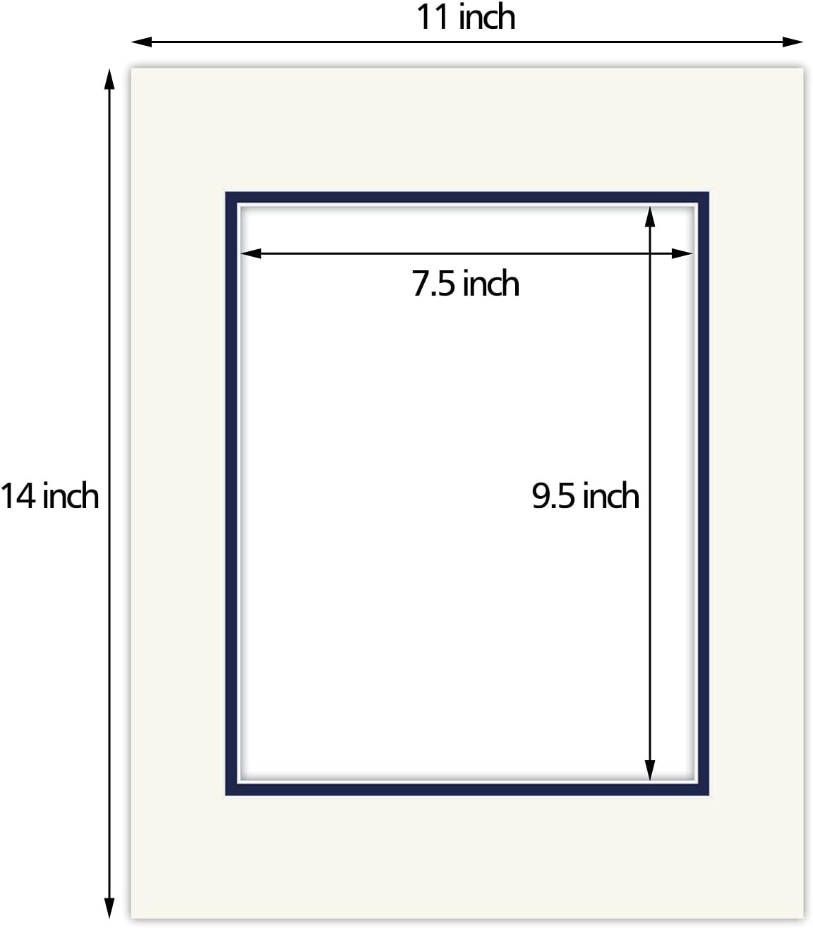 Golden State Art, 11x14 Double Mats for 8x10 - for Photos, Pictures, Frames - Acid-Free, 5 Pack, Ivory Turret Over Dignity Blue