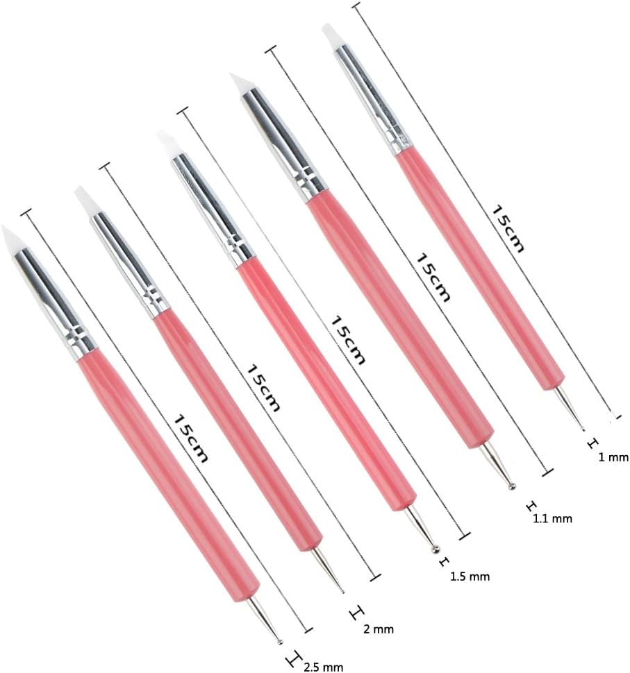 4PCS Double-Ended Metal Ceramic Clay Ball Stylus Dotting Tools and 5PCS 2 Way Silicone Polymer and Embossing Paper Flower Indentation Tool for Drawing