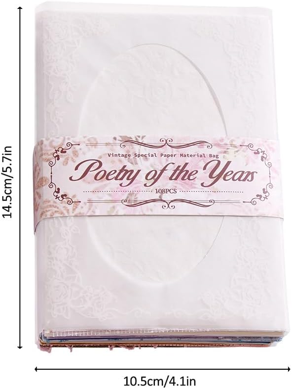 108 Sheets Textured Scrapbook Paper and Mesh Fabric Assorted Set - 6 Pack Mixed Special Paper for Scrapbooking Planner Bullet Junk Journal Supplies Mixed Collage Background 3.9x5.5 Inch