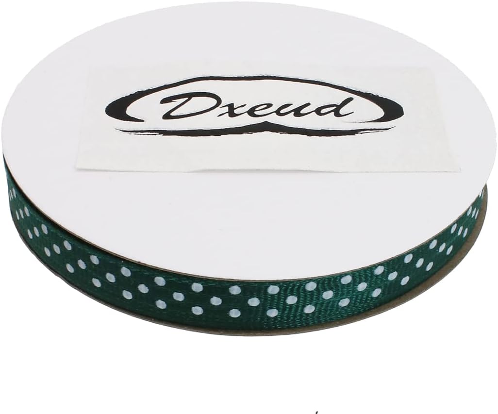 Polka Dot Grosgrain Ribbon 25 Yard Each Roll 100% Polyester (3/8", Dark Green)