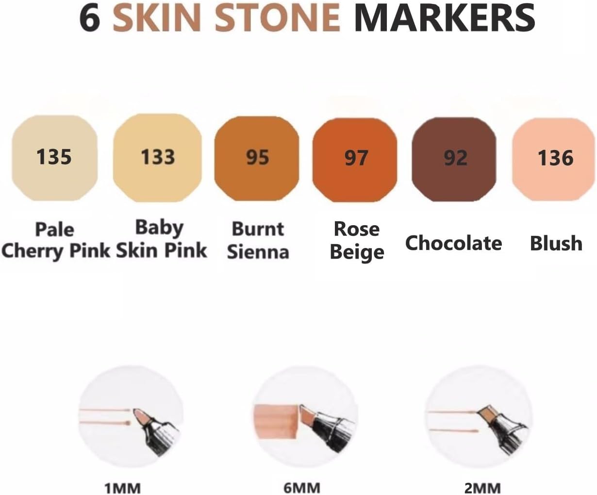 6 Colors Skin Tone Alcohol Markers Set, Skin, Wood, Earth Colors Dual Tips Art Markers Drawing Sketched Double Tipped for Adults Beginner Kids (Skin Tone)