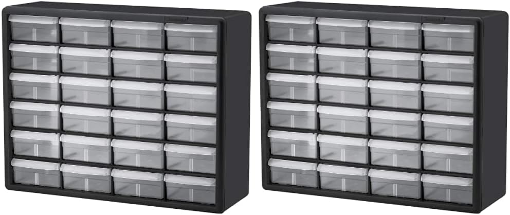Akro-Mils 24 Drawer Hardware, Craft and Office Supply Storage Cabinet Bundle (2-pack)