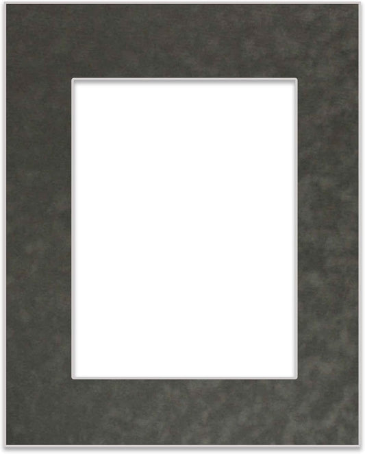 8x10 Mat Bevel Cut for 5.5x8.5 Photos - Acid Free Dark Grey Suede Precut Matboard - For Pictures, Photos, Framing - 4-ply Thickness