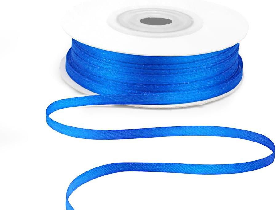 KMER LIFE 1/8"" Wide x 50 Yards Royal Blue Polyester Satin Ribbon, Royal Blue Satin Ribbon Perfect for Wedding Decor, Wreath, Crafts, Gift Wrapping & Other Projects (Royal Blue)