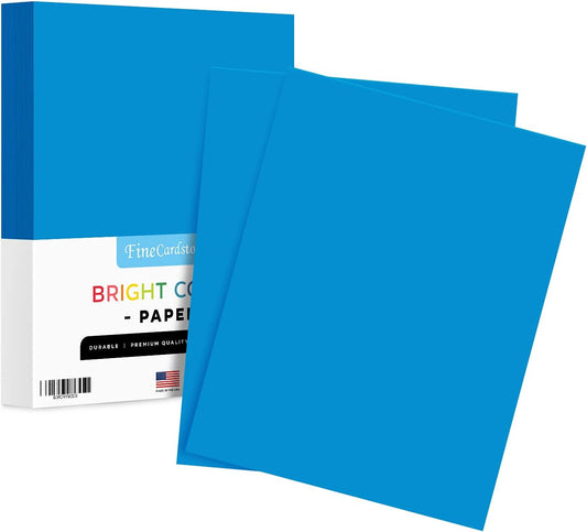 8.5 x 11" Bright Blue Color Paper Smooth, for School, Office & Home Supplies, Holiday Crafting, Arts & Crafts | Acid & Lignin Free | Regular 20lb Paper - 100 Sheets