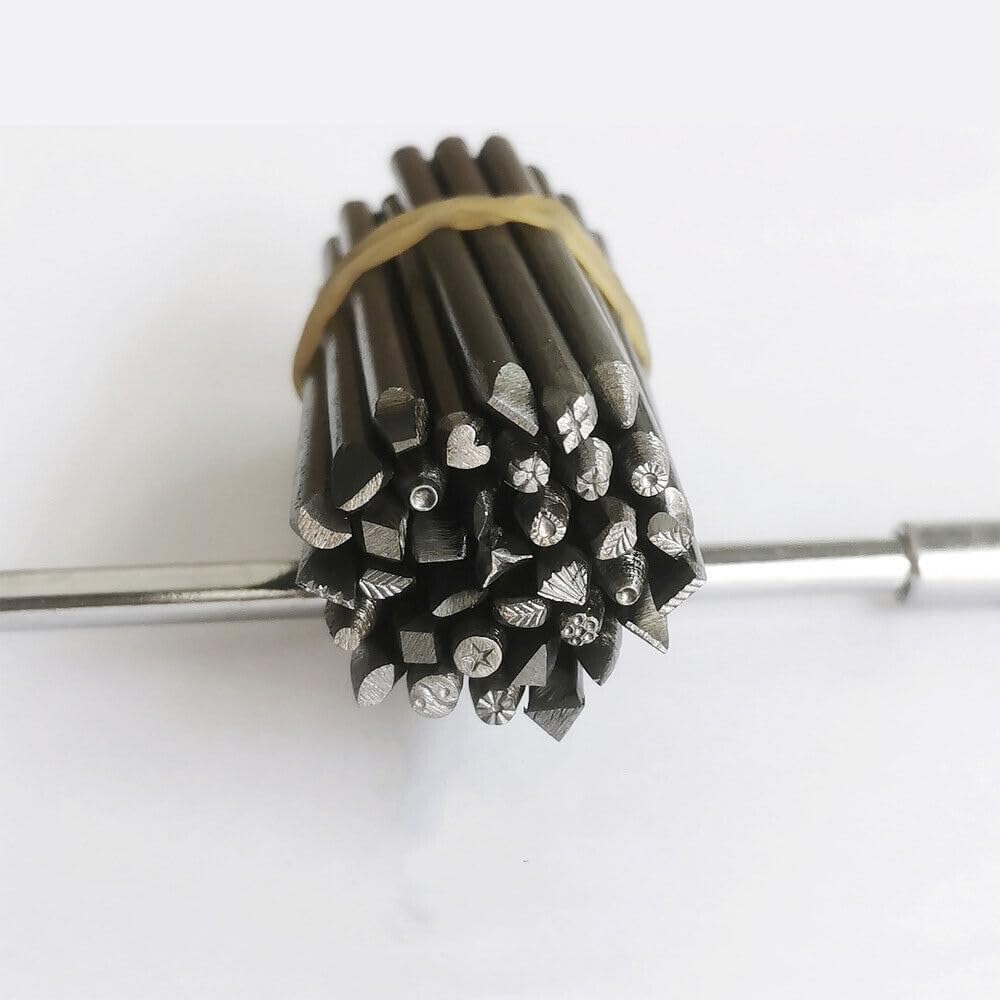 36Pcs Mixed Size Metal Jewelry Making Stamping Punch Kit P0J1 Set Flower S8G6