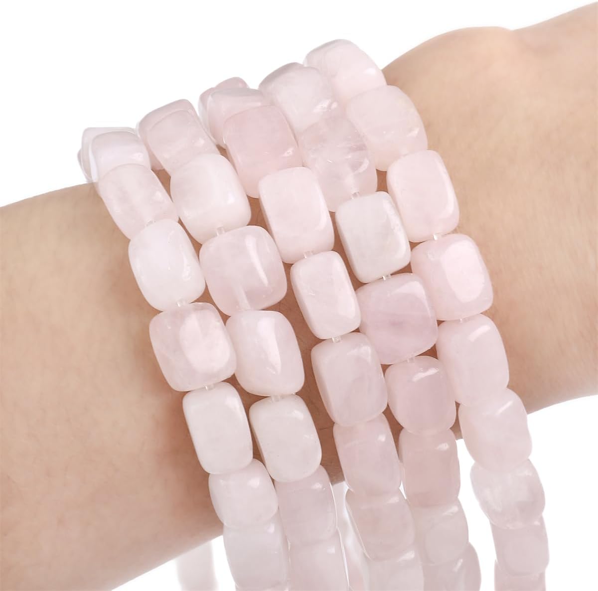 Natural Rose Quartz Cuboid Stone Loose Semi Gemstone Beads for Jewelry Making 8mmx12mm 38cm/Strand
