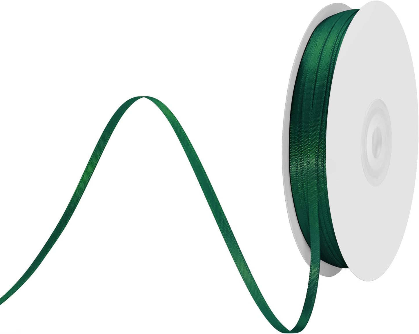 1/8" X 100 Yards Spruce Satin Thin Ribbon Solid Color Double Faced Ribbons Perfect for Crafts Wedding Decor Bow Making Arts Sewing and More