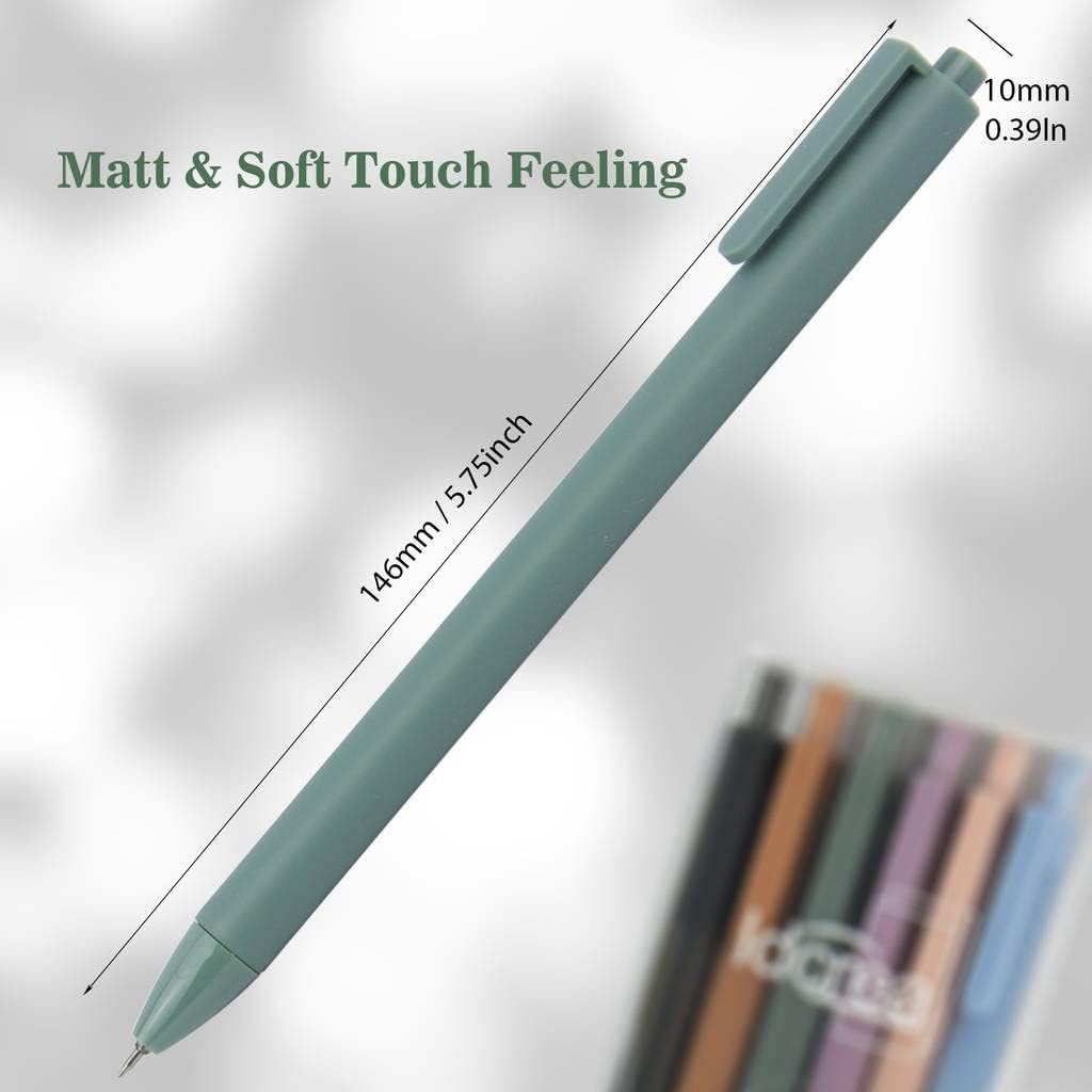 ldcrea Green Gel Pens 0.5 Fine Tip, Black Ink, Silky Grip, 6 Pack