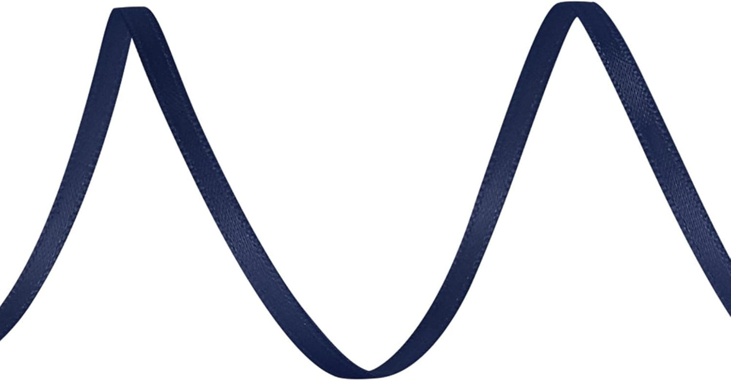 LIUYAXI Navy Blue Double Faced Satin Ribbon, 1/8" X Continuous 100 Yards, Thin Ribbons Perfect for Gift Wrapping Wedding Invitation Card Hair Bows Tag Floral Arrangement DIY Craft
