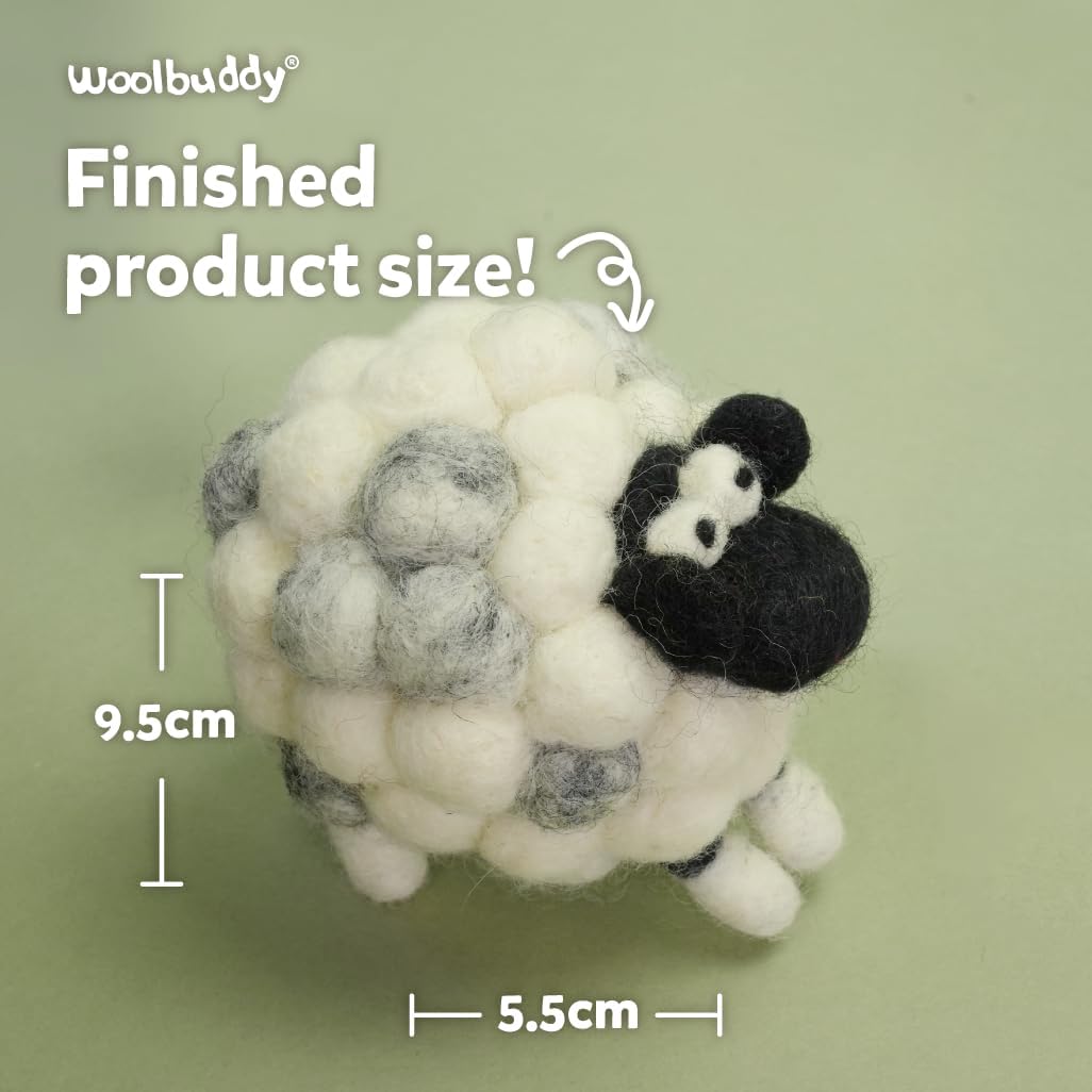 Woolbuddy Needle Felting Kit for Beginners & Adults – DIY Sheep Animal Craft Kit – Complete Starter Set with Wool, Needles & Step-by-Step Instructions