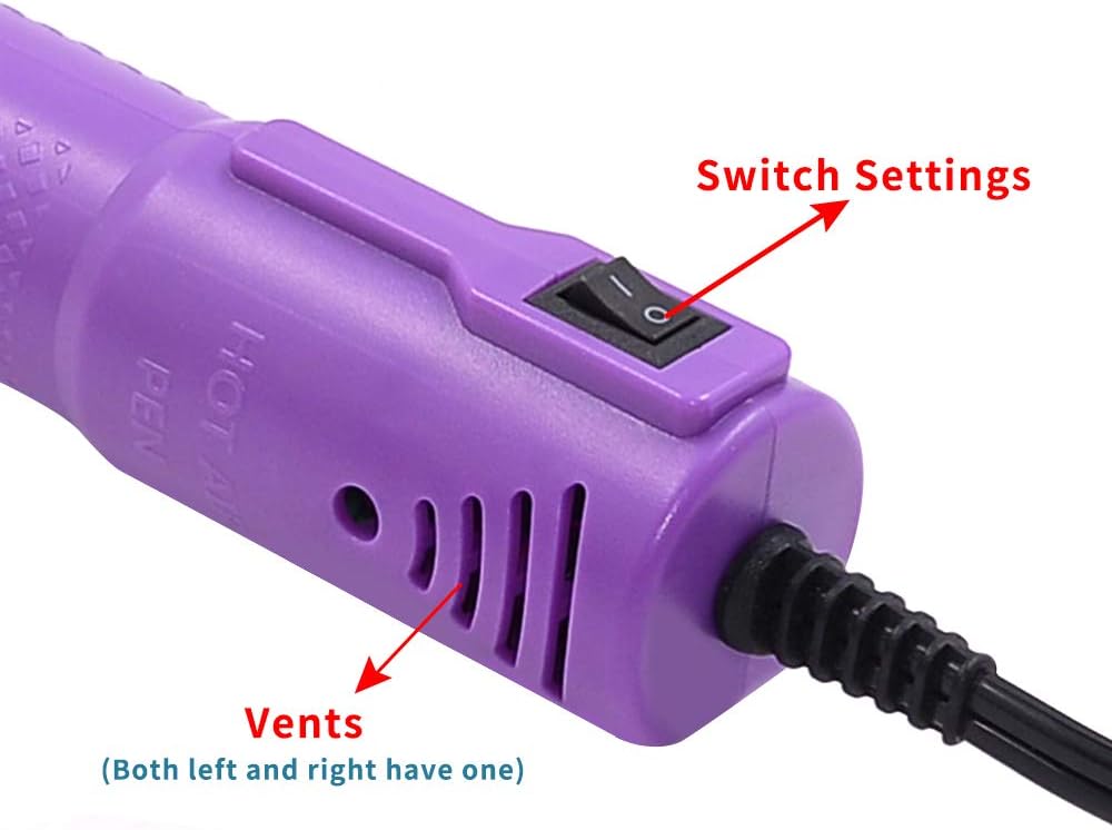 Heat Gun,mofa Embossing Mini Heat Gun,Hot Air Gun For Craft with Stand For DIY Embossing And Acrylic Paint Dryer,Multi-Purpose Electric Heating Nozzle 150W 110V(Purple)
