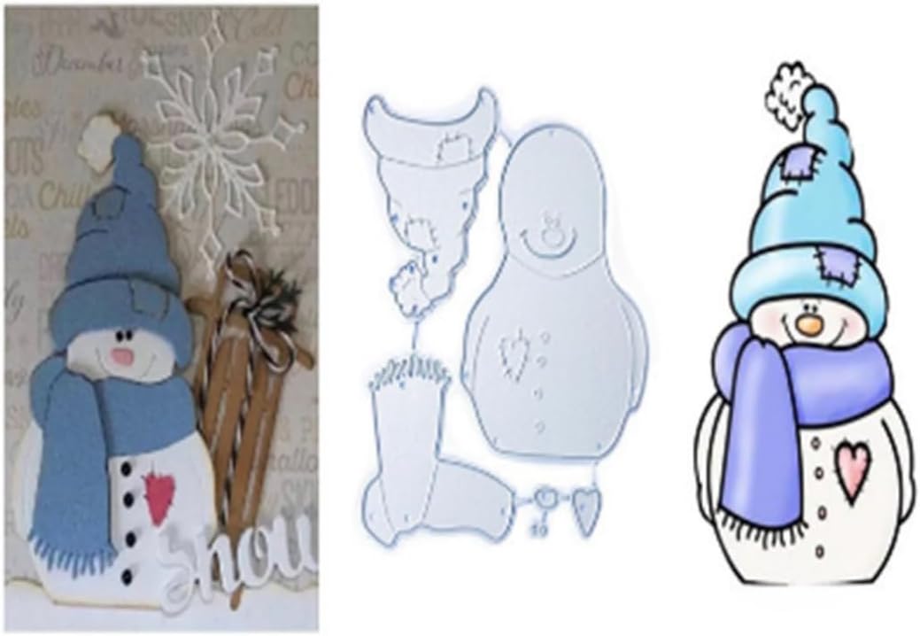 Mvchifay Cutting Dies for Card Making Metal Die-Cuts Scrapbooking Tool Hollow Frame DIY Craft Punch Template Embossing for Paper Album Decor (6 Pcs Snowman-9.4x6.2cm)