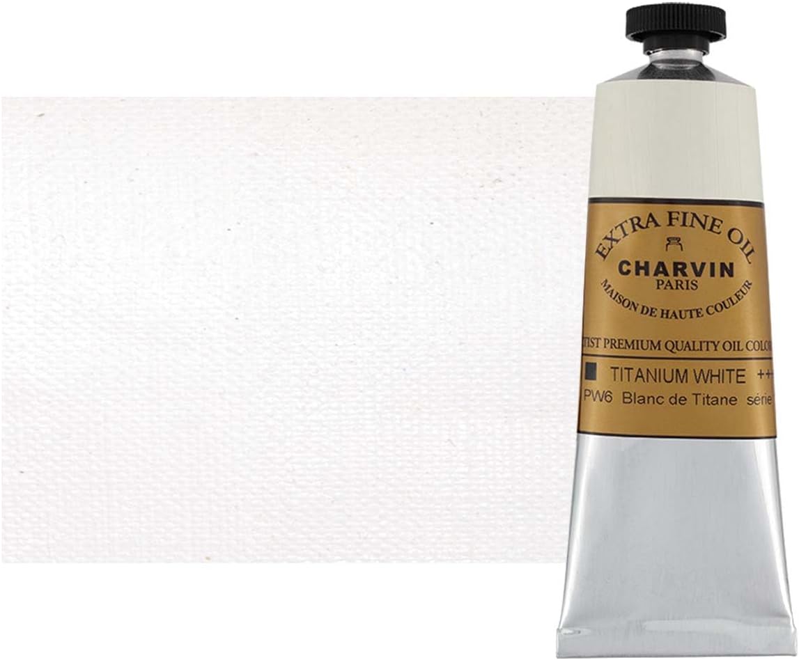 Charvin Extra Fine Oil Paint, Titanium White 60 ml - Triple-Milled, Rich Texture, Poppy Oil-Based, Light-Fast, Handmade, Archival Quality