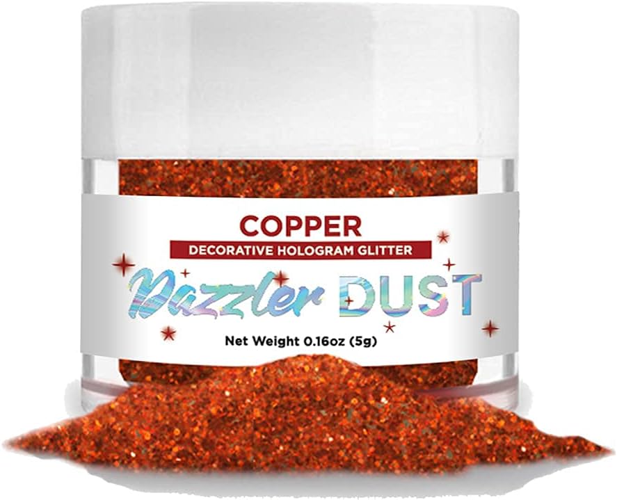 BAKELL Copper Art & Craft Glitter, 5g Jar | Dazzler DUST | Non-Toxic Decorating Glitter | Arts, Crafts, Slime, Glue, Paint, Face & Body (Copper)
