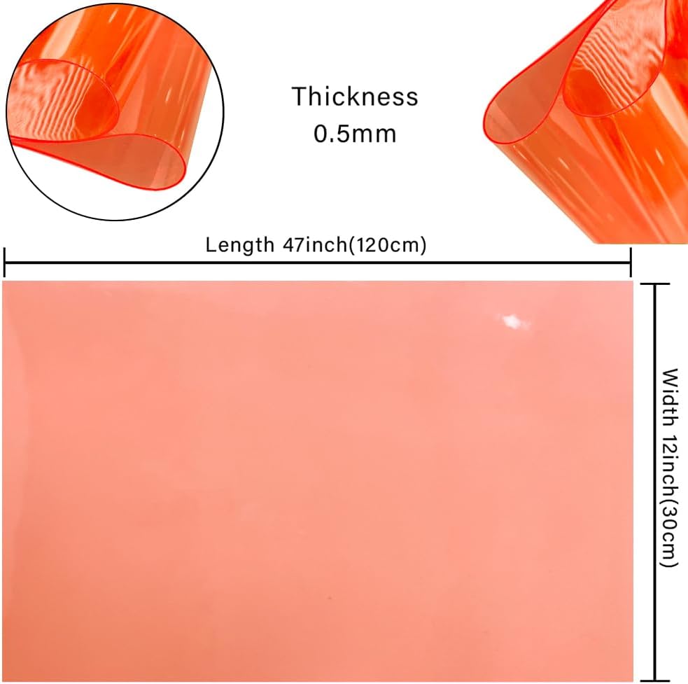 HYANG Tomato Transparent PVC Super Clear Holographic Vinyl Faux Leather Sheets 1 Roll 12" x 47" (30cm x 120cm) for DIY Bows Earrings Bags DIY Crafts Making