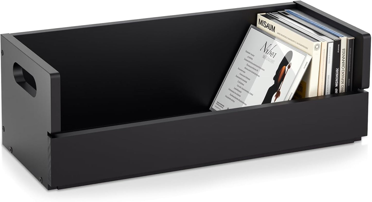 1 Set Wooden CD Storage Box Holder Shelf Cassette Tape Display Racks with Carrying Handles, Organizer Shelf for Movie Cases, DVDs, Each Set Can Store up to 36 Pcs CDs (Black)