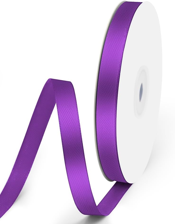 3/8" x 50 Yards Satin Ribbon - Purple Silk Ribbon with Spool - Ideal for Gift Wrapping, Floral Bouquets, Crafts, Wedding Party Decorations, Christmas and Sewing Projects