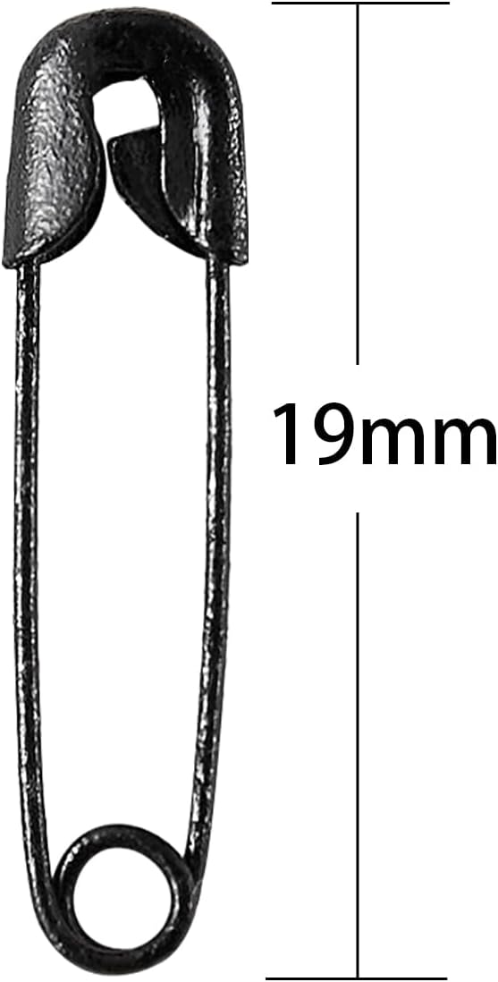 1000PCS Safety Pins, 0.75In/19mm Small Fastening Pins, Rust Resistant Nickel Plated Steel Set for Crafting, Sewing, Jewelry Making Fabric, Rimming Fastening Clip Button for Garment Hang Tag (Black)