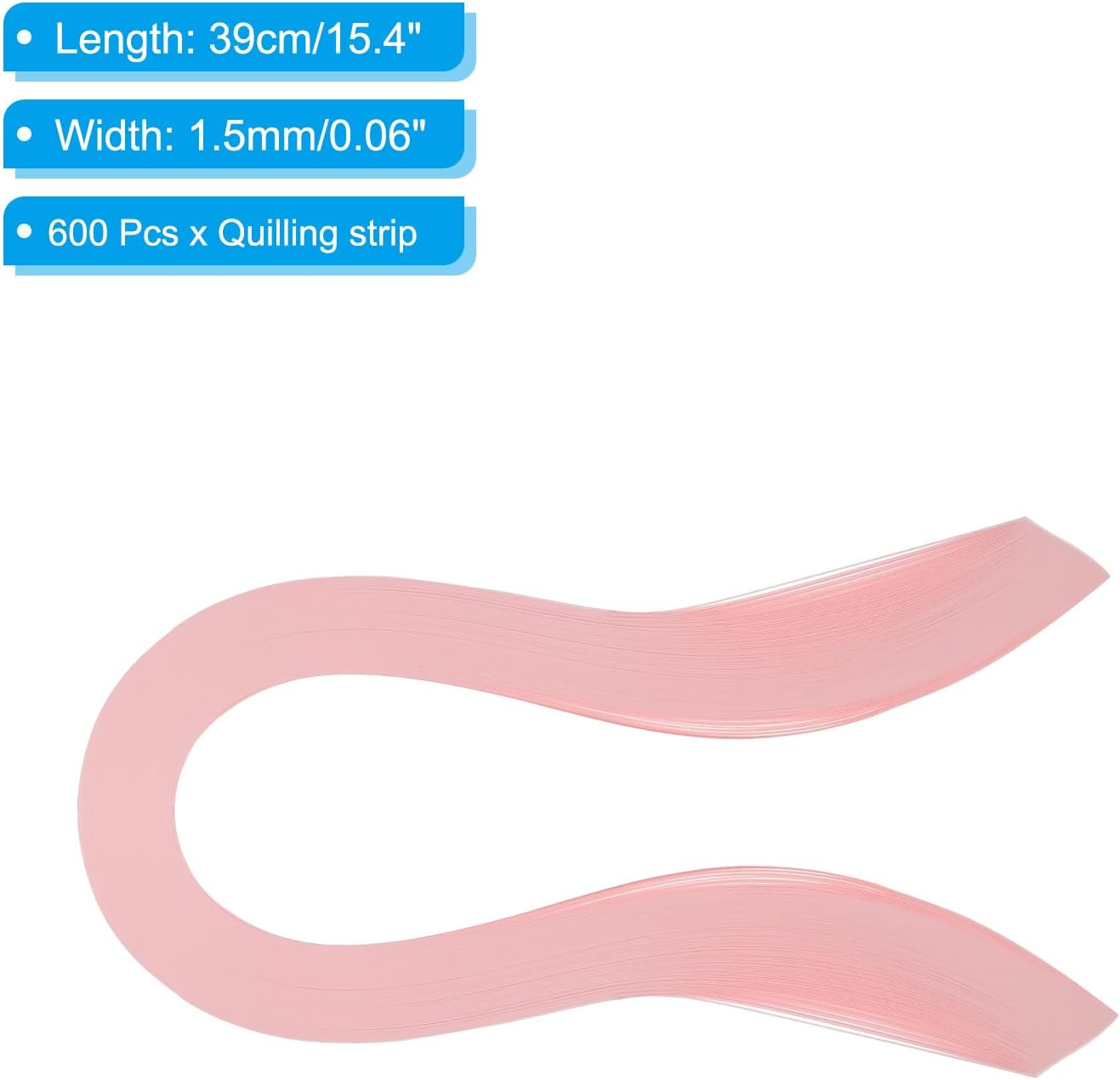 PATIKIL Quilling Strips Paper 600pcs 1.5mm 39cm Origami Paper Quilling Kits for Art DIY Hand Craft Christmas, Light Pink
