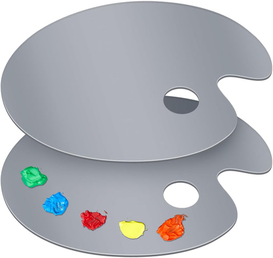 Honoson 2 Pack 11.8 x 15.7 Inch Acrylic Paint Palette with Thumb Hole Clear Paint Pallet, Easy to Clean Non Stick Artist Pallet for Oil Watercolor Craft DIY Painting Palette (Oval)