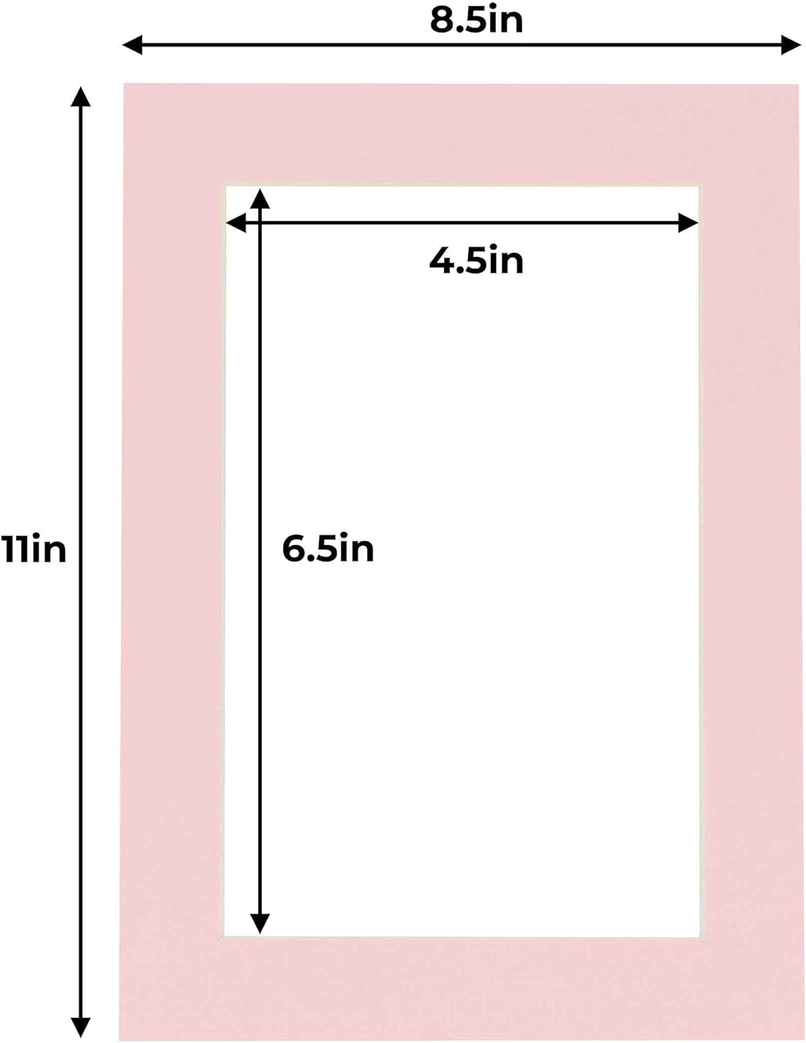 5x7 Mat for 8.5x11 Frame - Precut Mat Board Acid-Free Show Kit with Backing Board, and Clear Bags Soft Pink 5x7 Photo Matte Made to Fit a 8.5x11 Picture Frame Matboard for Framing, Pack of 1 Mat
