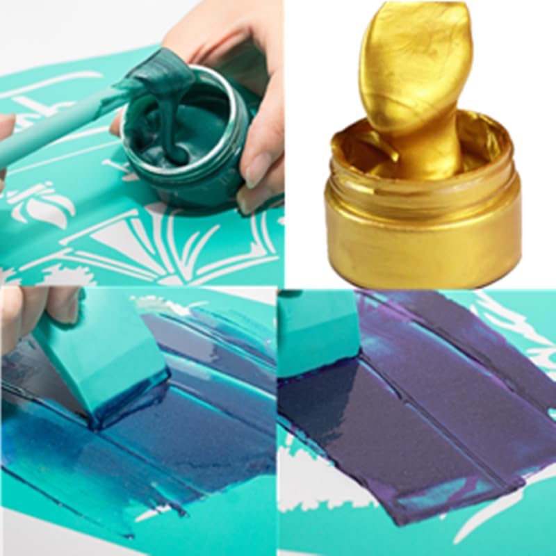 Shimmer Metallic Acrylic Paint Metallic Chalk Paste 1.7oz/50ml Orange, Ideal for Wood/T-Shirts/Glass/Stone, DIY Crafts Projects Glitter Pearlescent Golden Pigment Suitable for Beginners Artists